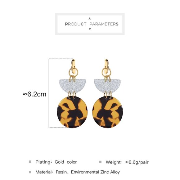 TORTOISE SHELL GEOMETRIC EARRINGS - Picture 6 of 7